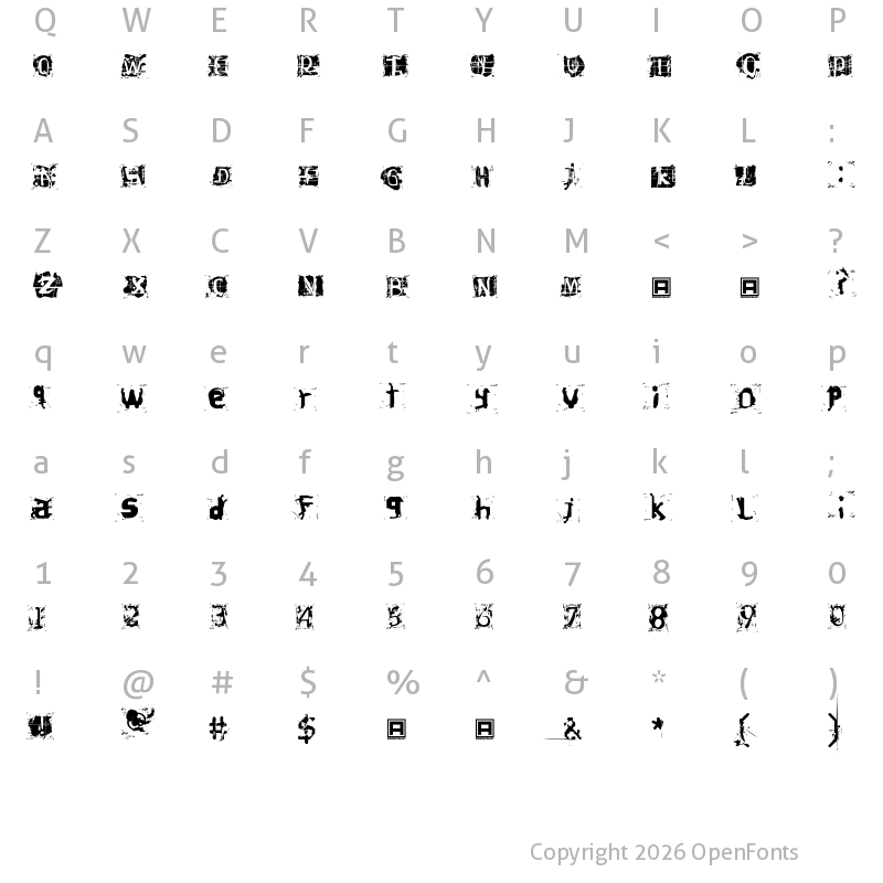 Character Map of Hiroformica Regular