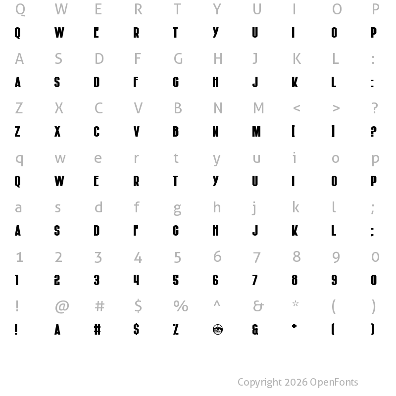 Character Map of Hiruleon Regular
