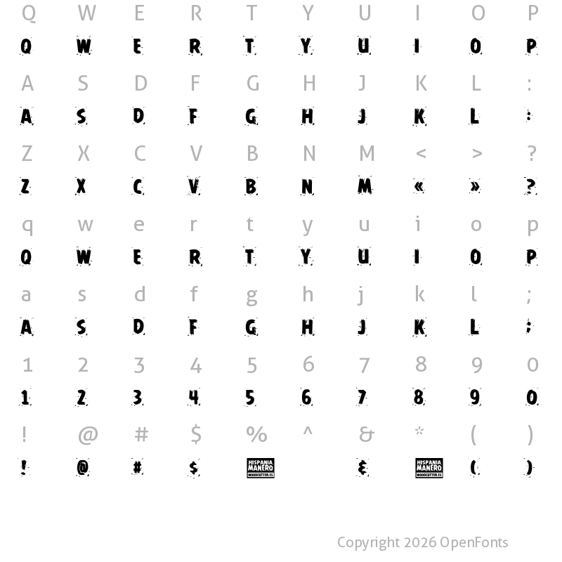 Character Map of Hispania Manero Regular