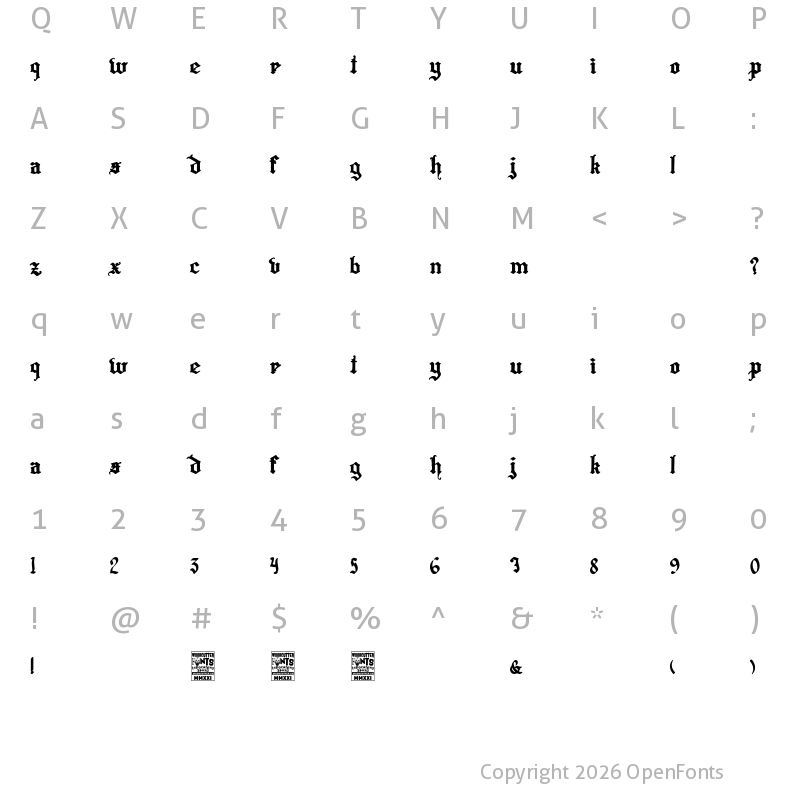 Character Map of Hispanicus Regular
