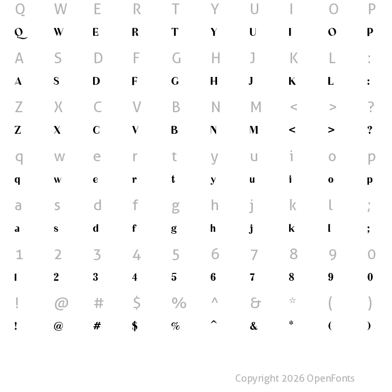 Character Map of Historyal Regular