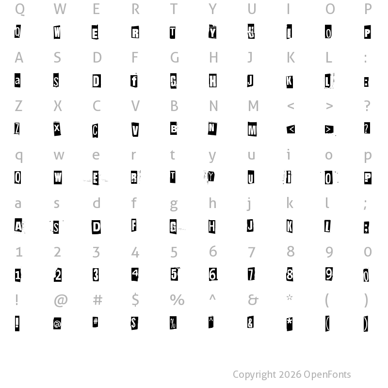 Character Map of Hit me, punk! 01 Regular