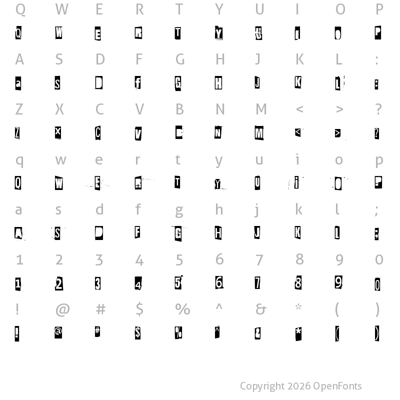 Character Map of Hit me, punk! 13 Regular