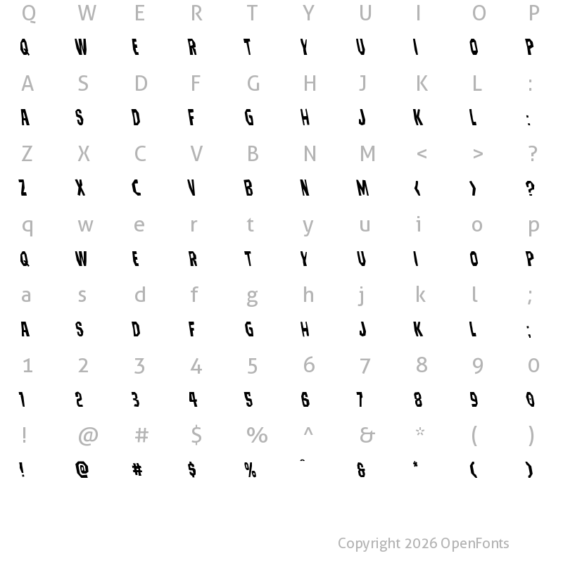 Character Map of Hitchblock Leftalic Italic