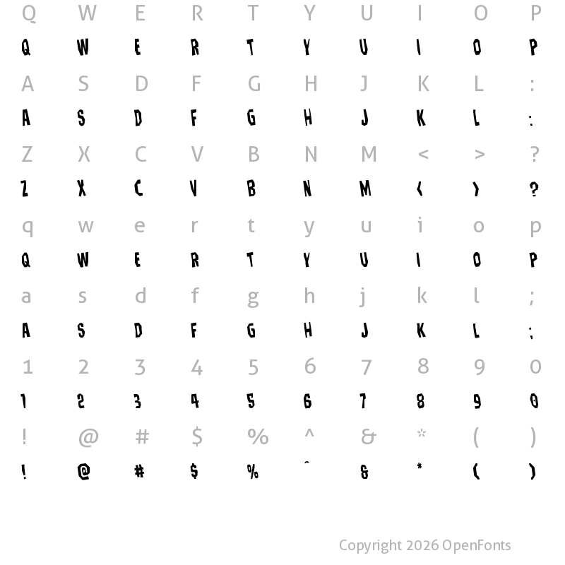Character Map of Hitchblock Rotated Regular