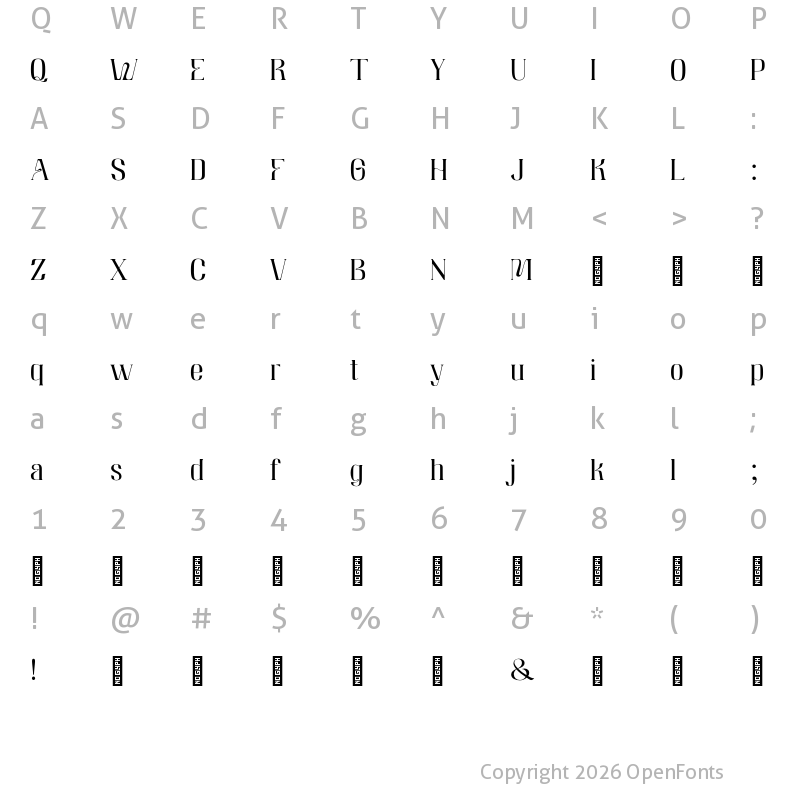Character Map of Hitomi Regular