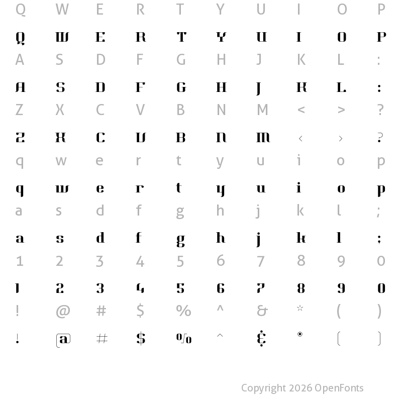 Character Map of Hjet Regular