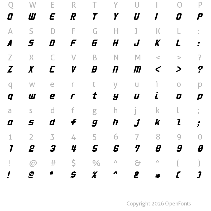 Character Map of HNkani Medium Italic