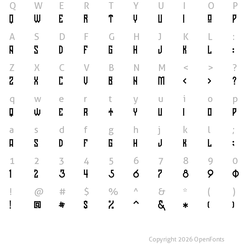 Character Map of Hodor Regular