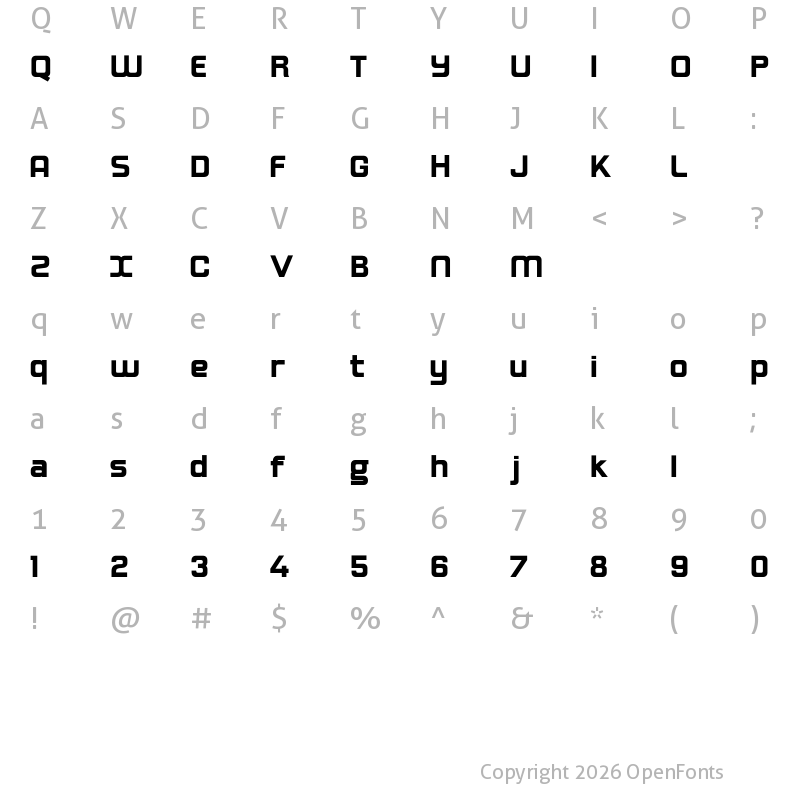 Character Map of Hogira Extra Black