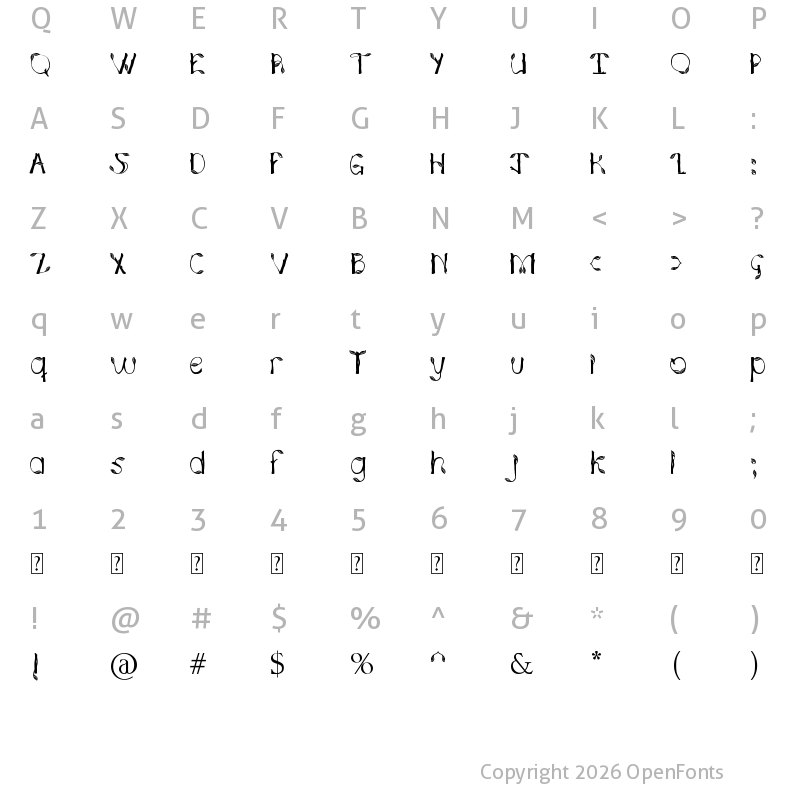 Character Map of Hojas de plata Regular