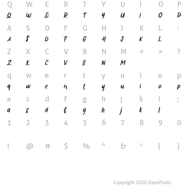 Character Map of Hokese FREE Regular