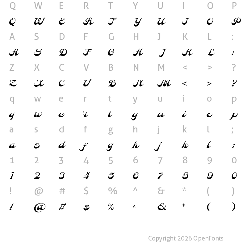 Character Map of Hoky Mint Regular
