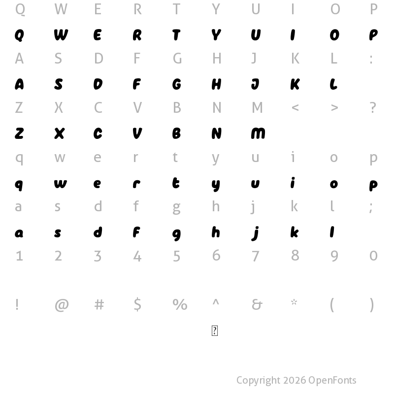 Character Map of Hola Zozo Regular