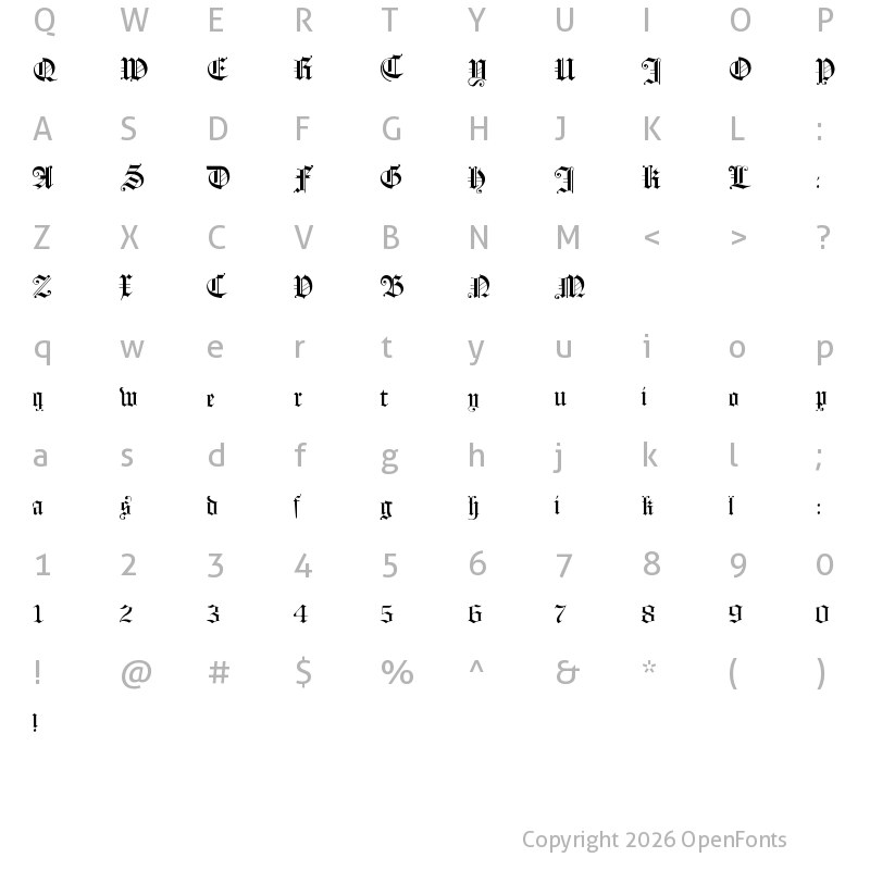 Character Map of HollandMorlaeu Regular