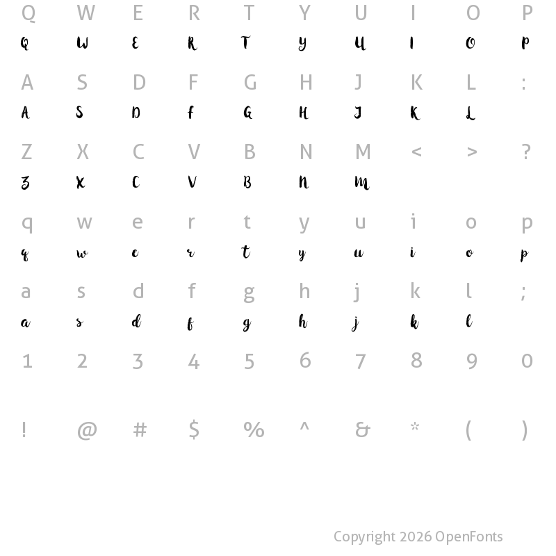 Character Map of hollic demo Regular