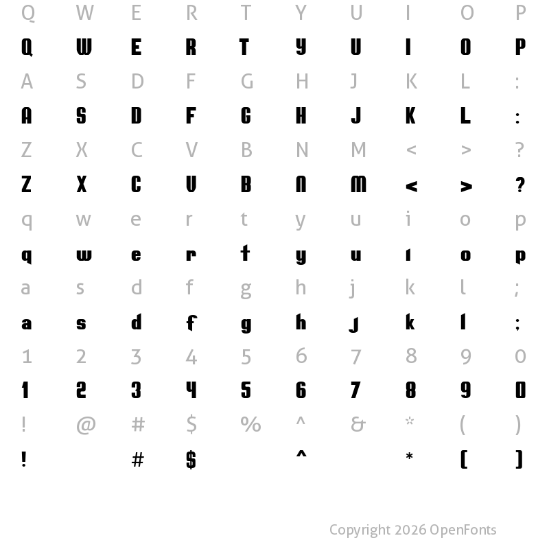 Character Map of Hollow Regular