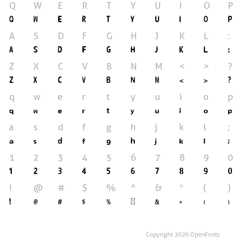 Character Map of Hollowgraphy Regular