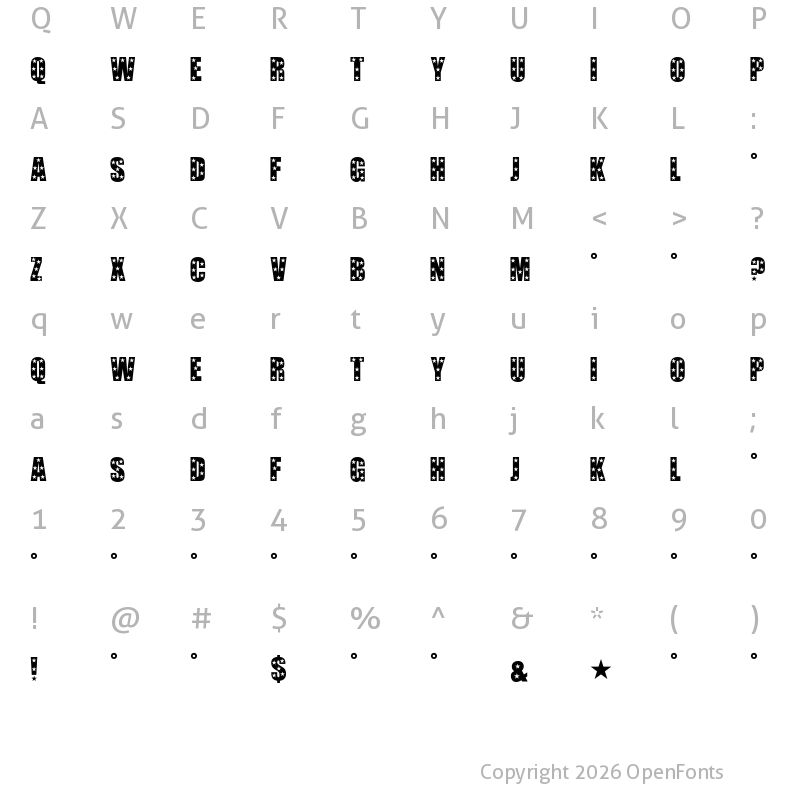 Character Map of Hollywood Regular