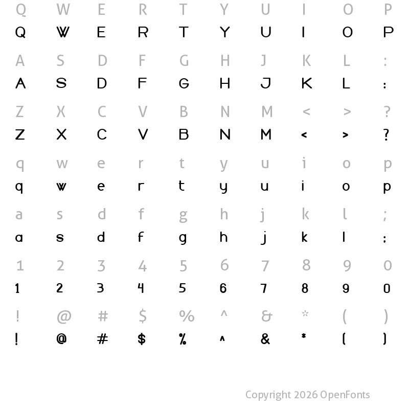 Character Map of Holy Bold