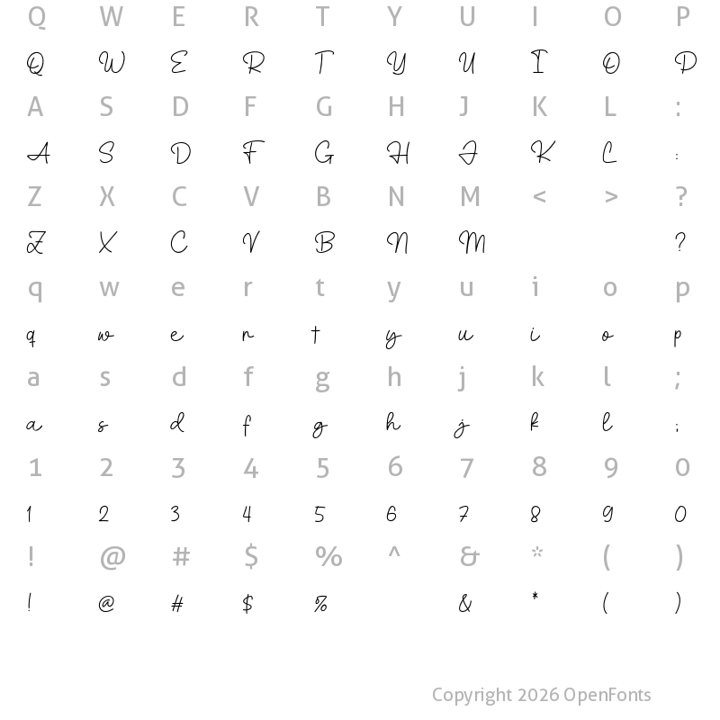 Character Map of Holyplan Regular