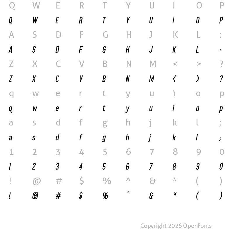 Character Map of Home Planet BB Bold Italic