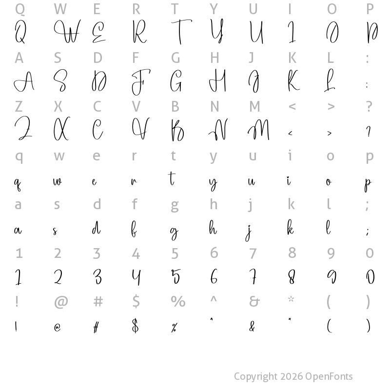 Character Map of Homestead Regular
