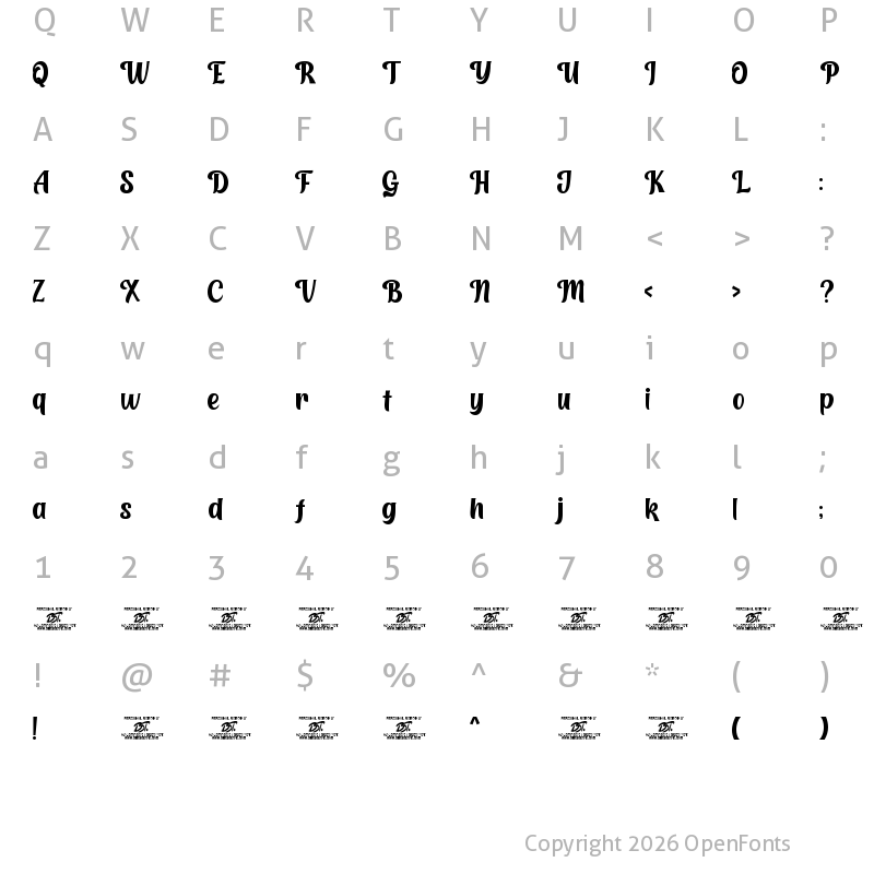 Character Map of Homeville Regular