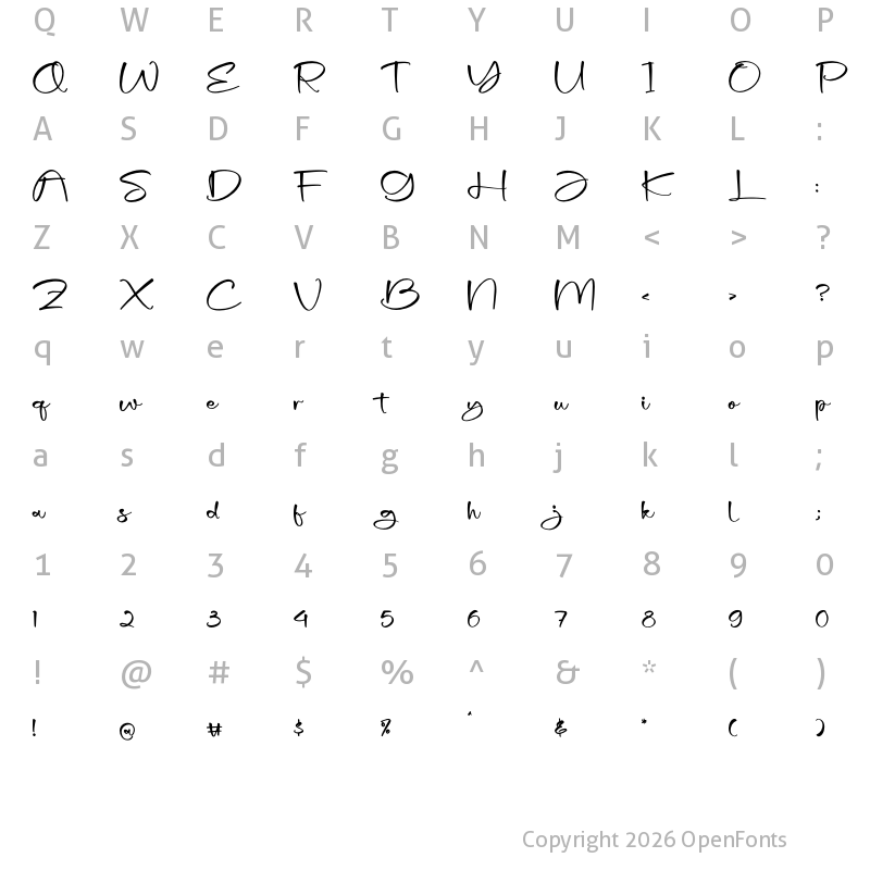 Character Map of Homyllen Regular