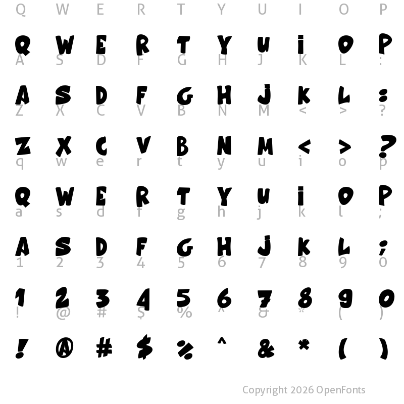 Character Map of Honey Bear Regular