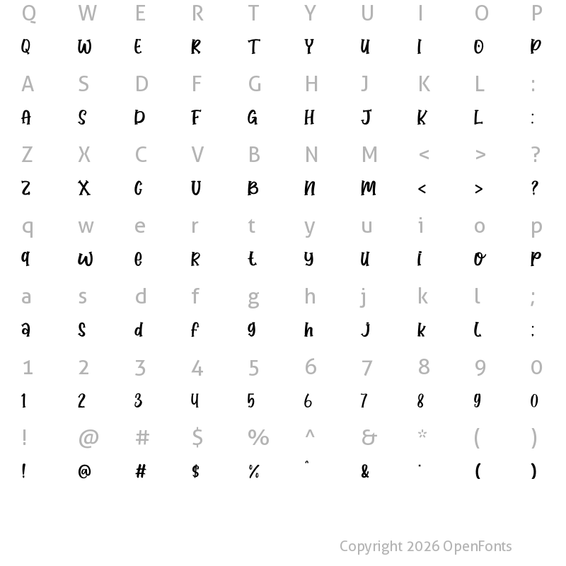 Character Map of Honey Lemone Regular