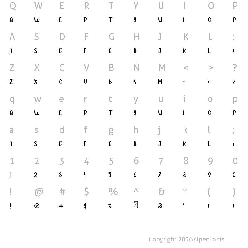 Character Map of Honey Regular