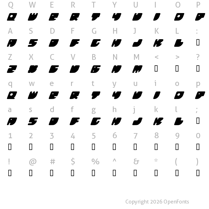 Character Map of Honeyflash Regular