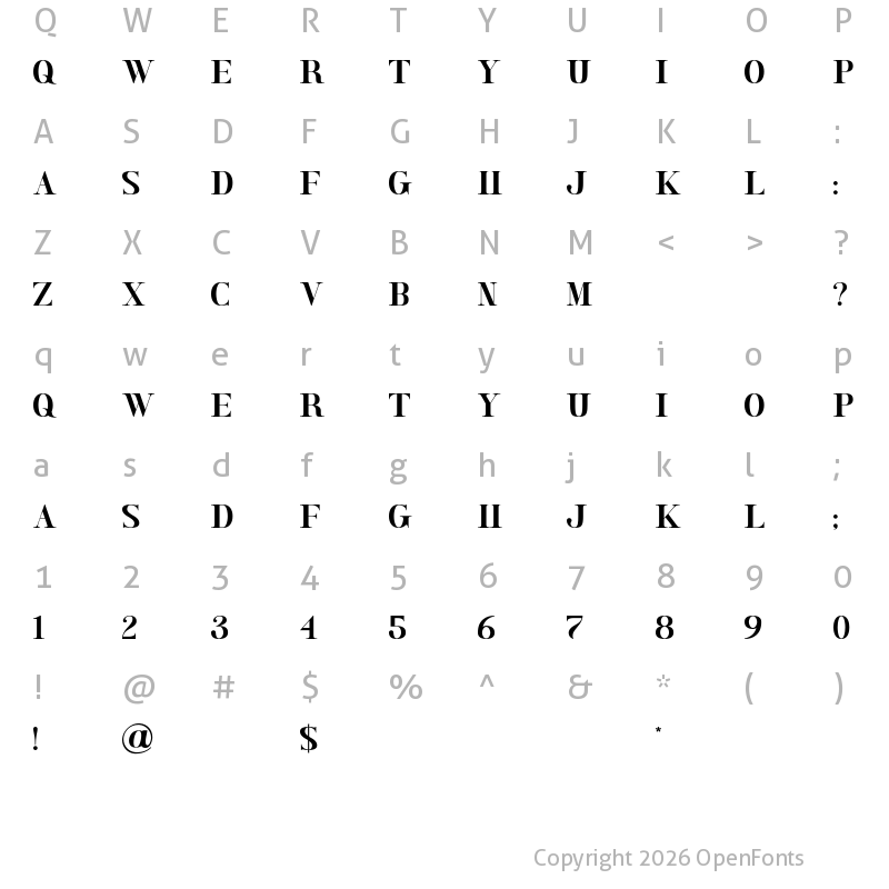 Character Map of Honeymoon Avenue Serif Regular