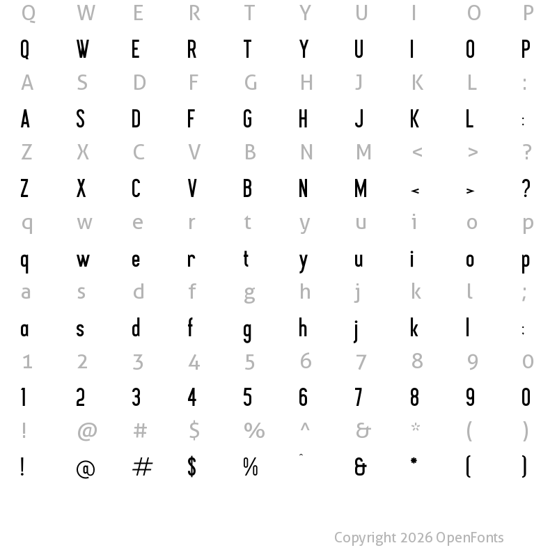 Character Map of HONRESD Regular