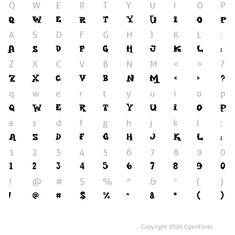 Character Map of Hood Rulez Regular