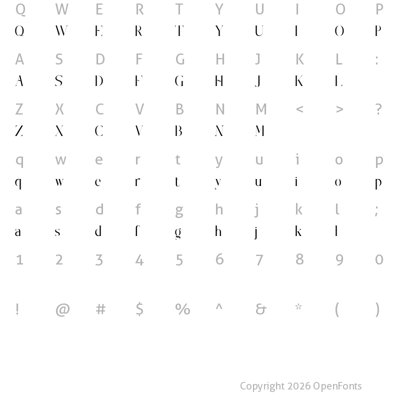 Character Map of Hookana Regular