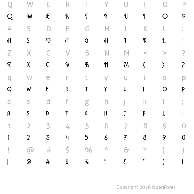 Character Map of Hoolgrown Regular