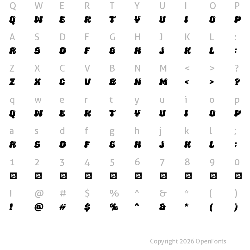 Character Map of HOPALOPE BUBBLE TRIAL Regular