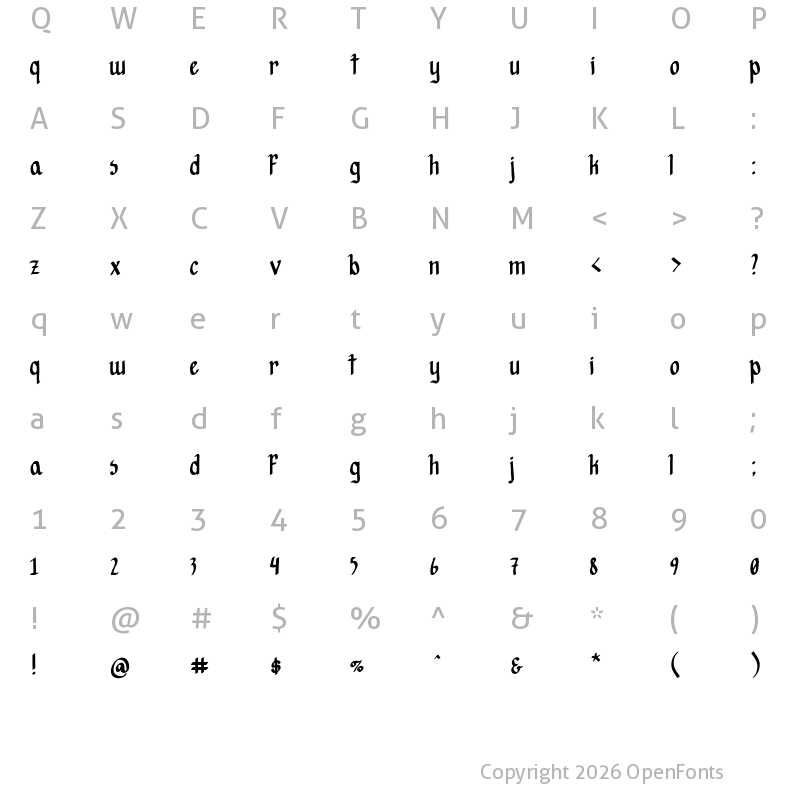 Character Map of Hopes are free Regular