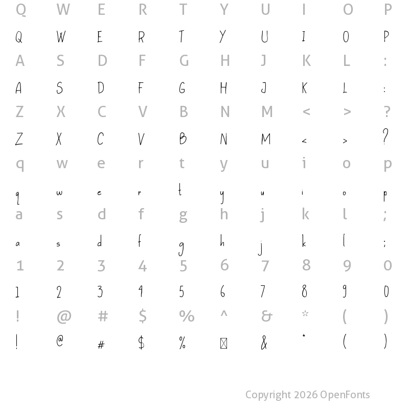 Character Map of Hopes Letter Regular