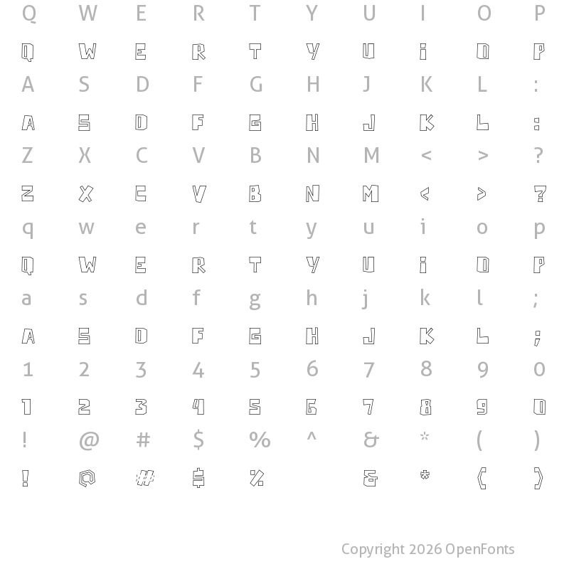 Character Map of Horizone Outline Regular