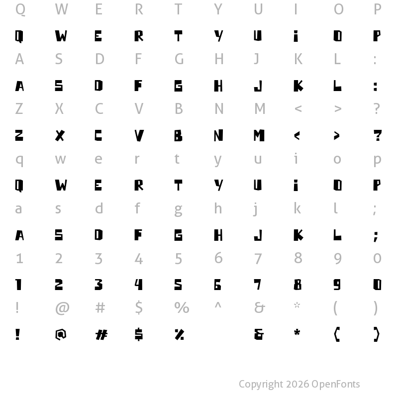 Character Map of Horizone Regular