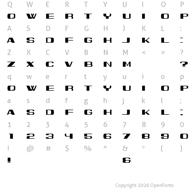 Character Map of Horizontale Regular