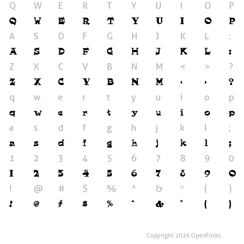 Character Map of Hornswoggled NF Regular