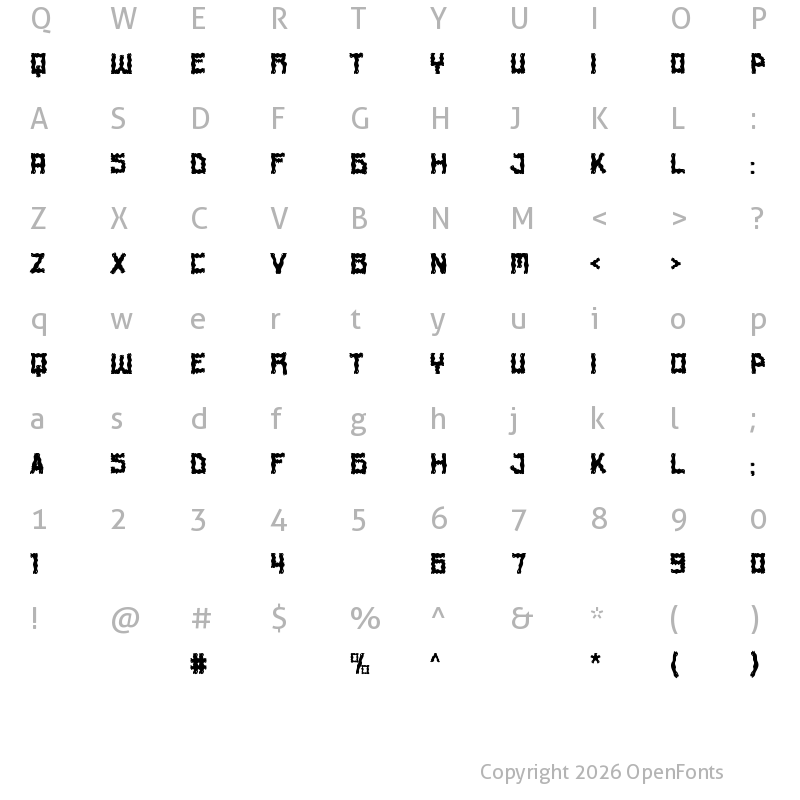 Character Map of Horror Vibes Regular