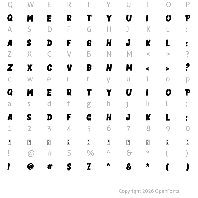 Character Map of HORROR VISION Regular