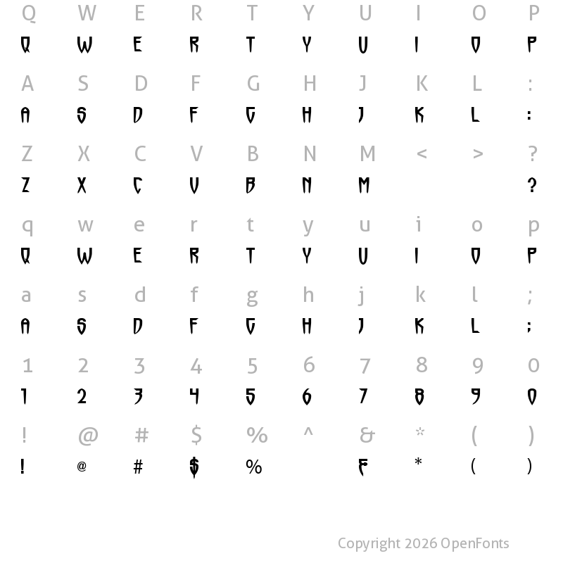 Character Map of Horrormaster Regular