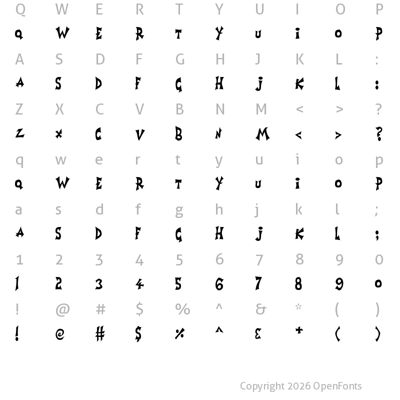 Character Map of Horrorshow Regular