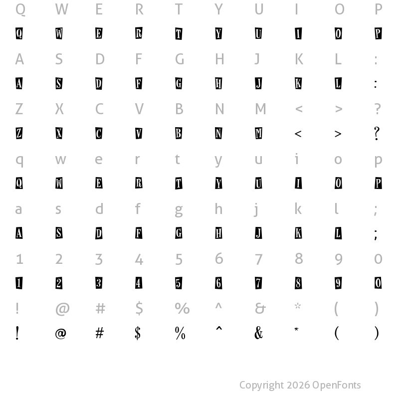 Character Map of Horseshoes and Lemonade Regular